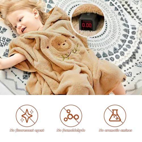HAGOT Baby Badeponcho, Poncho Kinder Badetuch, Waschbares Baby Kapuzenhandtuch, Poncho Handtuch, für 0-3 Jahre, Kamel
