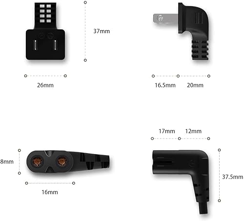 Miniatura 6 de Ancable - Cable de alimentación para TV, 6 pies, 18 AWG, 90 grados, 2 clavijas a forma de L, cable de alimentación C7 para Samsung Philips, Toshiba,