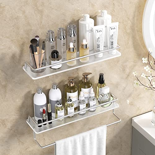 Acliys Floating Shelves Arcylic Bathroom Shelves With Towel Bar Wall Mounted Storage Shelves For Bathroom/Living Room/Kitchen/Bedroom Set Of 2（Silver Clear） #TOP1
