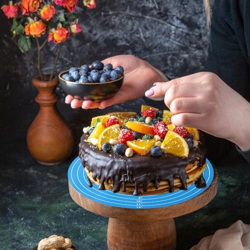 2 PCS 12 Inch Silicone Cake Mat Round Silicone Baking Mat with Measurements Pink Blue Reusable Non-Stick Sheets Heat Resistant Cookie Pad for Baking Pizza Pan Rolling Dough Pastry (Red +Blue) - Thumbnail 4