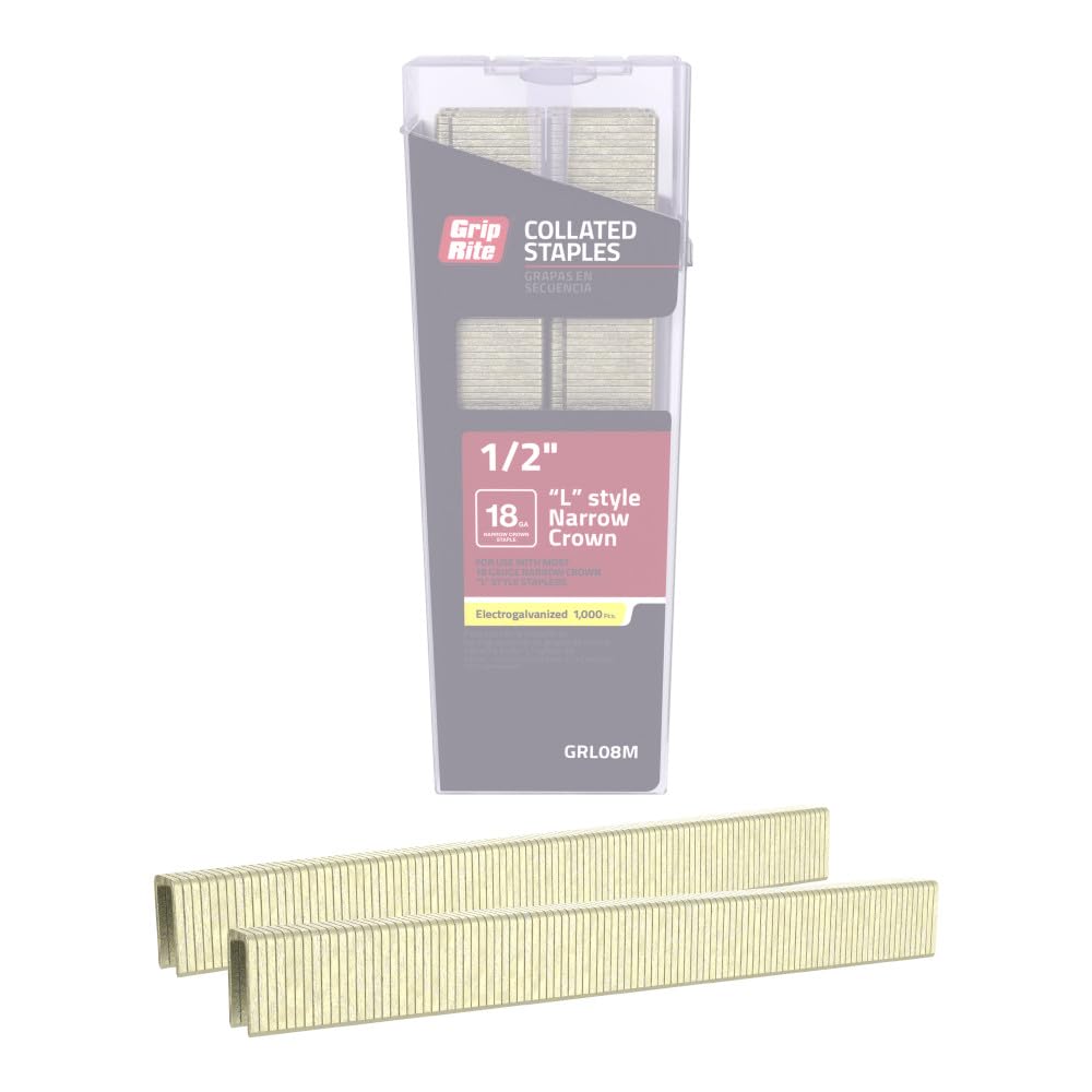 Grip-Rite GRN19, Collated Medium Staple 16GA, 7/16" Crown, 1-3/4" Leg, Galvanized, 10,000 Staples