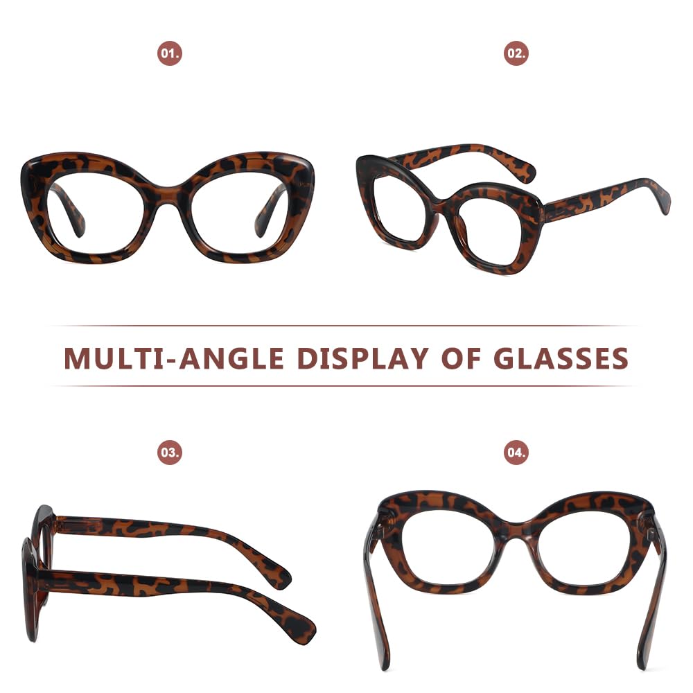 JiSoo Oversized Reading Glasses 1.5 Women Cat Eye Funky Readers Glasses, Large Ladies Reading Glasses 1.5+, Tortoise - Image 3