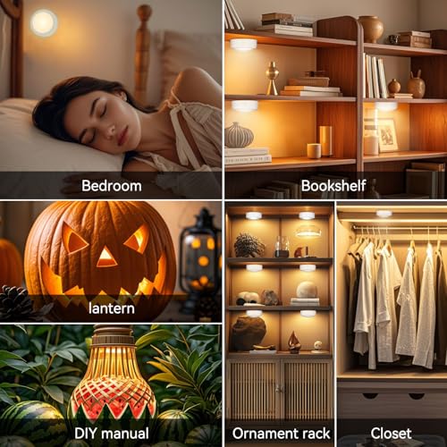 Image of LED Puck Lights with Remote Control, Under Cabinet Lighting Stick on Tap /Push Lights, Battery Operated Closet Lights, Wireless Led Wall Light for Bedroom, Under Counter Light for Kitchen,3 Pack