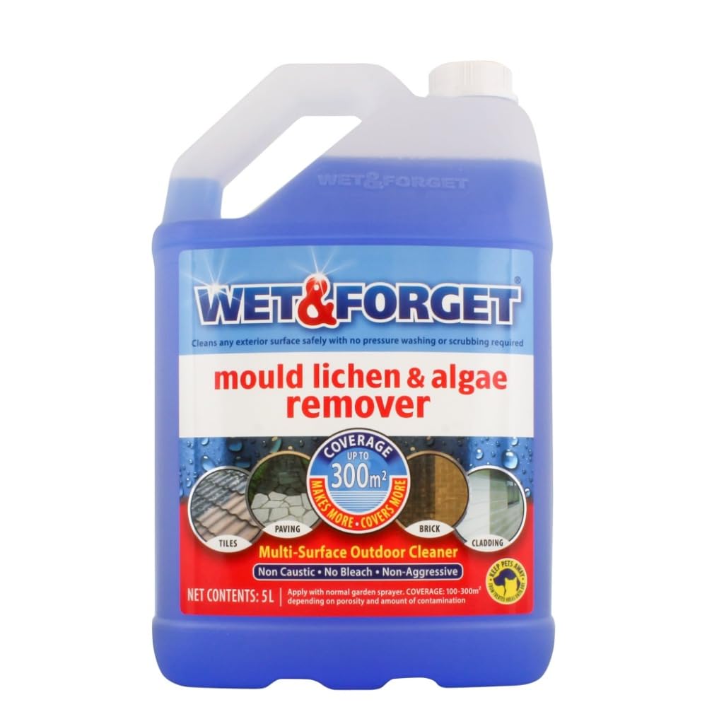 Wet & Forget Mould, Lichen & Algae Remover, Outdoor Patio Cleaner, Black Spot Remover, Bleach Free, 5L