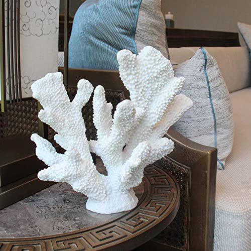 White Resin Coral Decorations Artificial Coral Statue Home Décor Accents Hawaiian Beach Decorations For Home Nautical Decorations Beach Themed Home Living Room Party Decor #TOP4