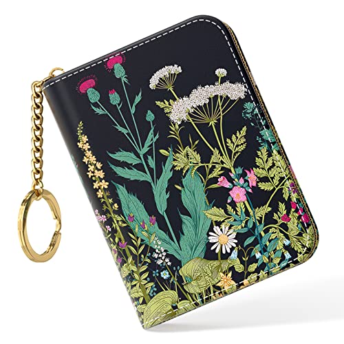Image of Nipichsha Credit Card Holder, Small RFID Card Wallet for Women, Slim Leather Card Holder Wallet, Dandelion, 4.33 x 3.15 x 0.98 inches, Fashions