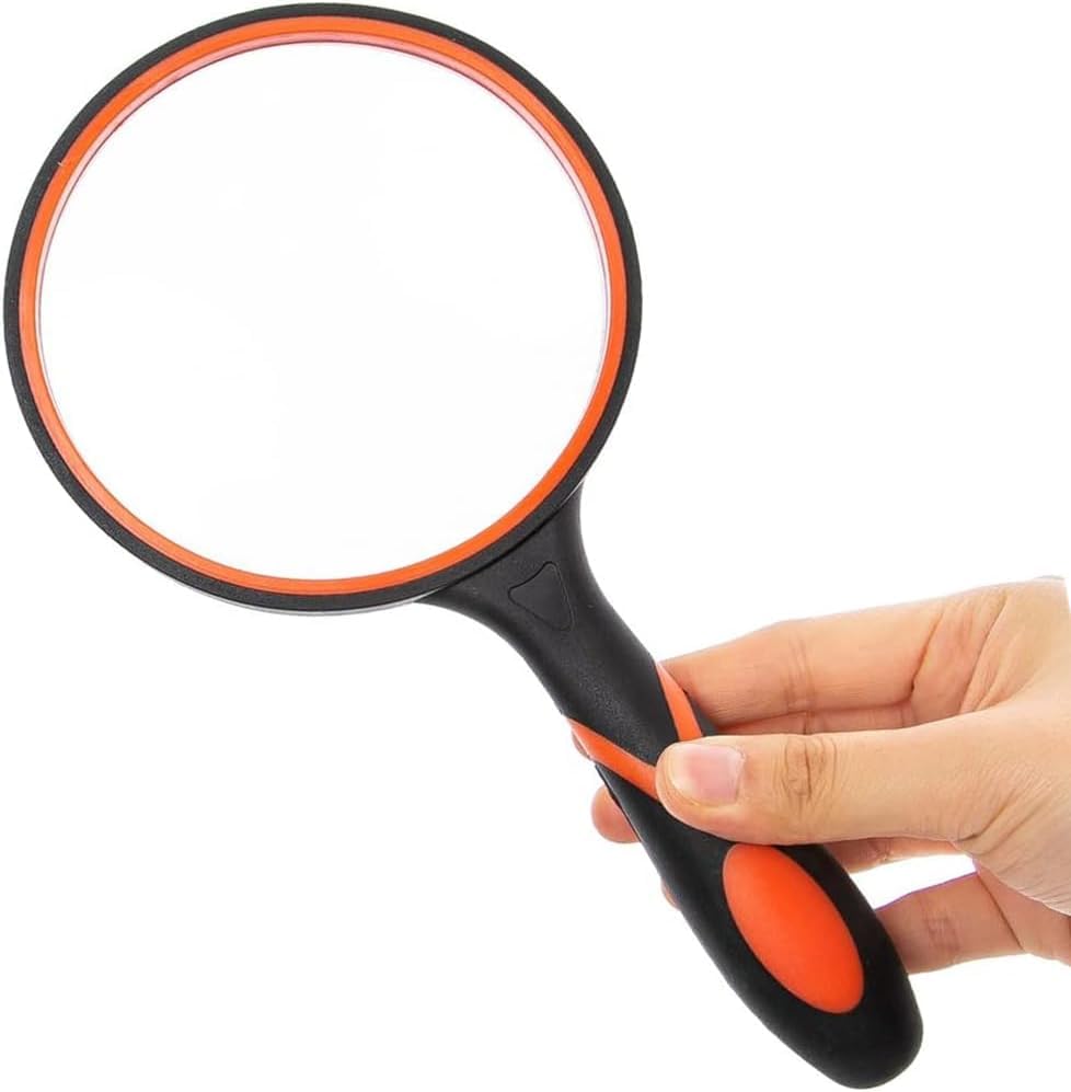 Magnifying Glass 10X Magnifying Glass 1 Pack Shatterproof Reading Magnifier for Seniors and Kids with Non Slip Rubber Handle for Reading Hobbies Science