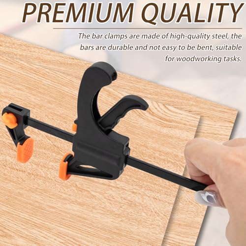 Image of 5-Pack Bar Clamps for Woodworking 4 Inch One-Handed Wood Working Clamp Spreader Quick-Change F Clamp for Gluing Drilling Sawing Securing Carpentry and DIY