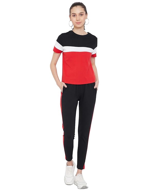 Women Regular Fit T-Shirt and Trackpant Coed Set