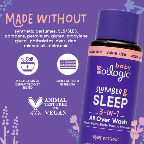 Image of Oilogic Baby Sleep & Slumber 3 in 1 All Over Shampoo & Body Wash | Gentle Relaxing & Calming Bath Wash with Essential Oils - Soothing Baby Wash - Pediatrician-Tested Baby Care Products