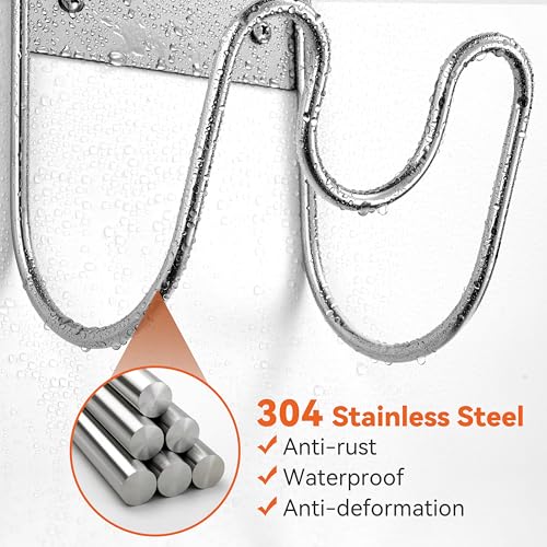 Image of Stainless Steel Garden Hose Holder - Extra Large Heavy Duty Silver SS304 Wall Mounted Hanger for Water Hose, Extension Cords, Vacuum Lines, Anti-Rust