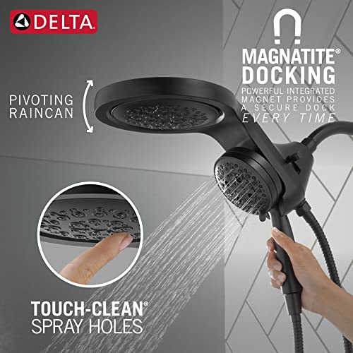Delta Faucet HydroRain 5-Spray H2Okinetic Dual Shower Head with Handheld Spray, Black Shower Head with Hose, Handheld Shower Heads, Detachable Shower Head, 1.75 GPM Flow Rate, Matte Black 58680-BL - image 7