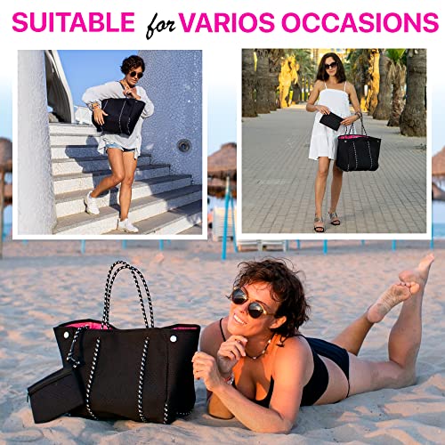 BANG&CARSEN Extra Large Beach Bag With Zipper - XXL Beach Tote Bag For Women With Many Pockets2