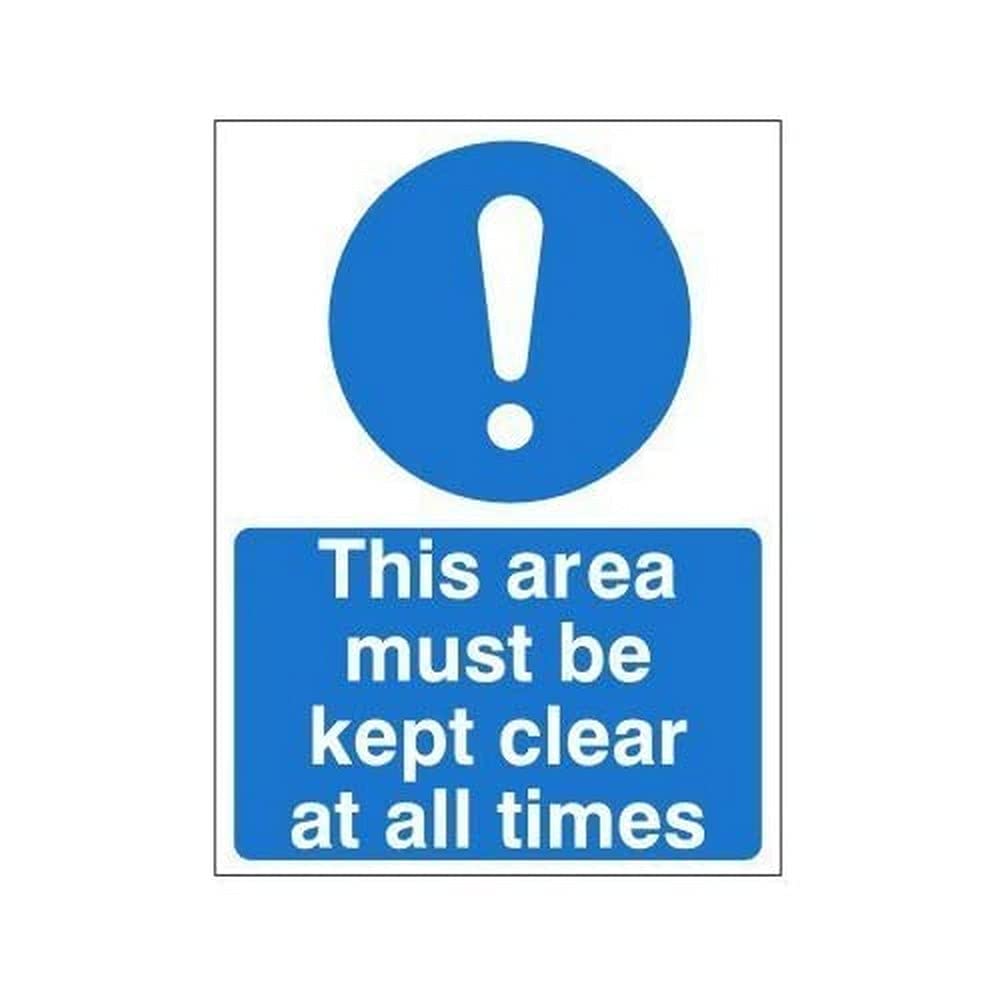 Pack of 2 x This Area Must Be Kept Clear At All Times Signs 150mm x 200mm - Self Adhesive