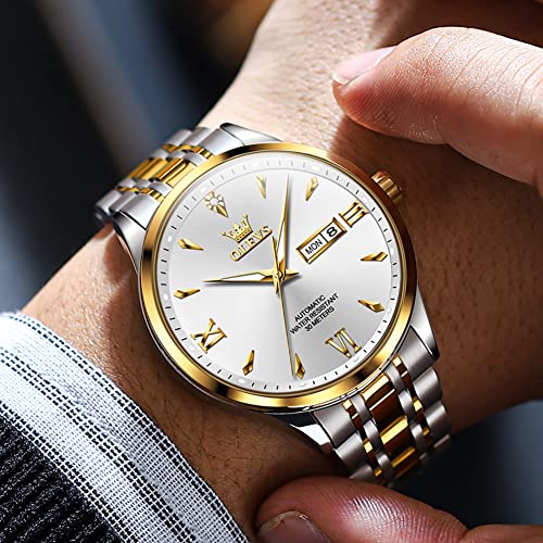 Image of OLEVS Automatic Mens Watches Self Winding Mechanical Business Luxury Dress Wrist Watch Stainless Steel Waterproof Luminous Day Date