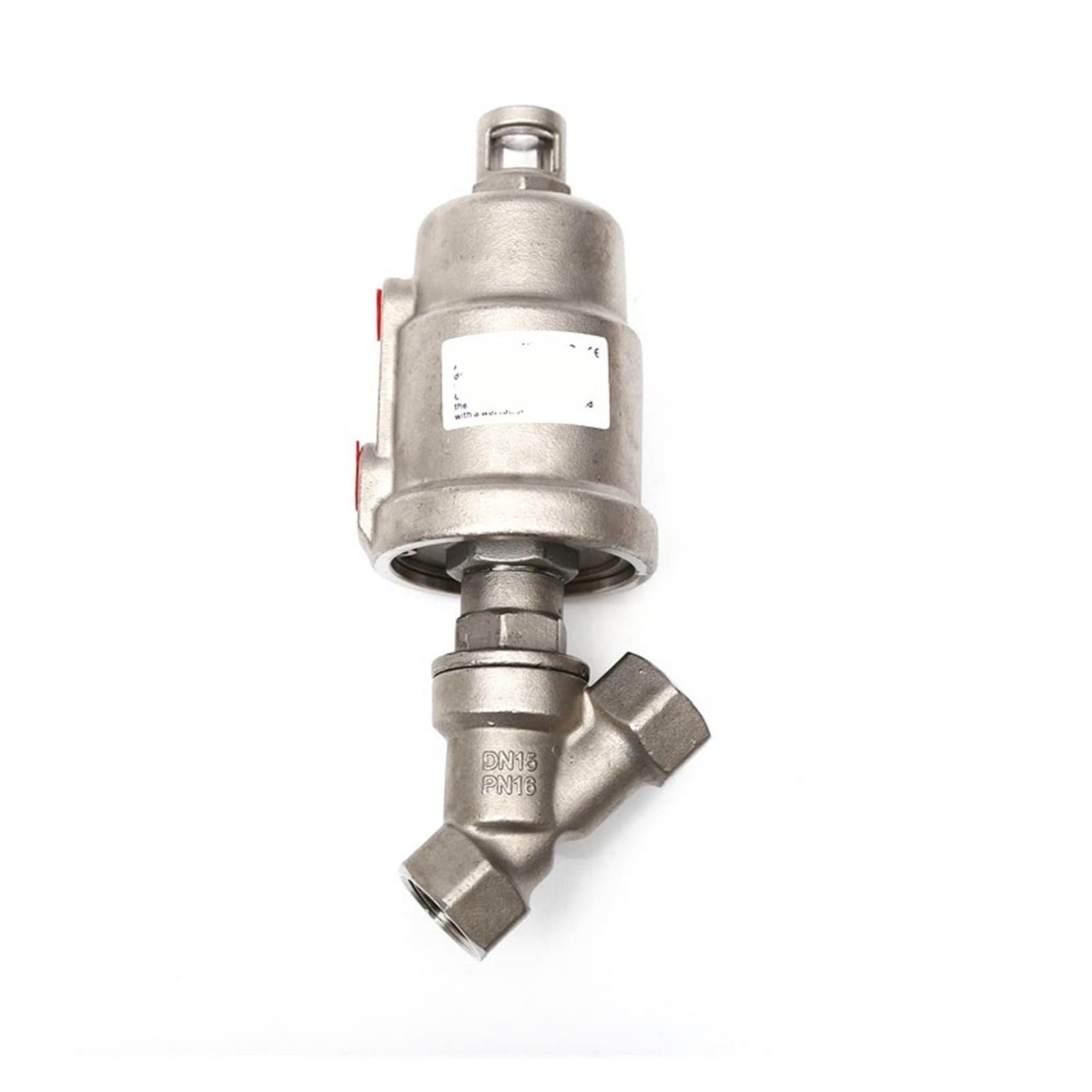 Vanne à siège angulaire 1/2 pneumatique en acier inoxydable type Y robuste