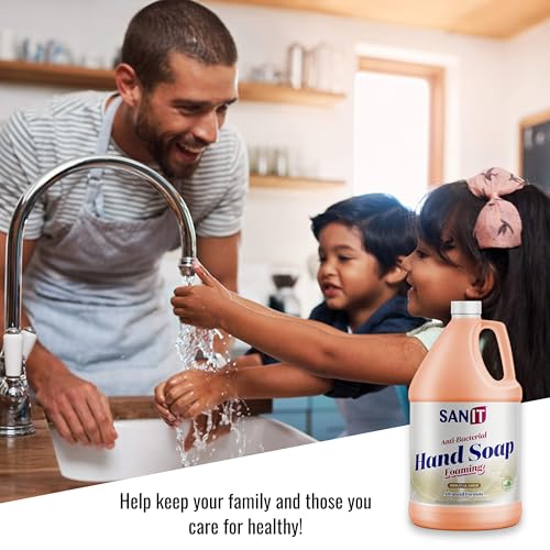 Image of Sanit Antibacterial Foaming Hand Soap Refill - Advanced Formula with Aloe Vera and Moisturizers - All-Natural Moisturizing Hand Wash - Made in USA, Original Gold, 1 Gallon
