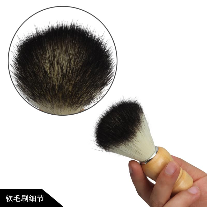 Set di pennelli da barba professionali in legno, setole sintetiche morbide, confezione da 10