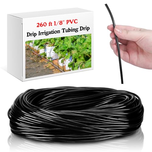 Tondiamo 260 ft 1/8" PVC Drip Irrigation Tubing Drip Irrigation Hose 3 mm ID 5 mm OD Drip Line Black Water Hose for Drip Irrigation Supply, Drip Emitters, Irrigation Parts, Irrigation Systems, Black by Tondiamo - Used condition - US$21.93