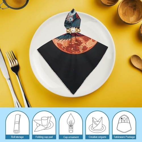 Serviette de table lavable tissu durable loup rouge pour eliminer le jetable avec style - 8