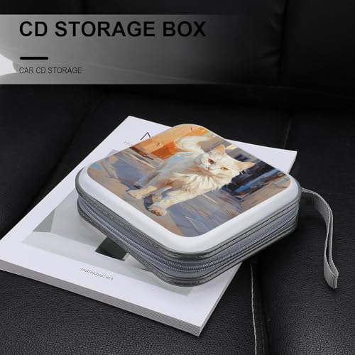 Protégez vos CD et DVD avec style étuis rigides chat blanc x40