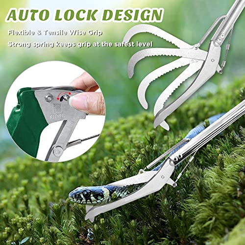 Image of HOMEYA 47 Inch Extra Heavy Duty Snake Tongs, Standard Reptile Snake Grabber Tool, Professional Rattle Snake Catcher Tool Wide Jaw Handling Tool with Lock, Non-Slip Grip Handle