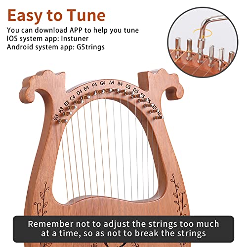 Tseipoaoi Lyre Harp, 16 Strings Mahogany Acoustic Harp With Extra Strings thumb #5