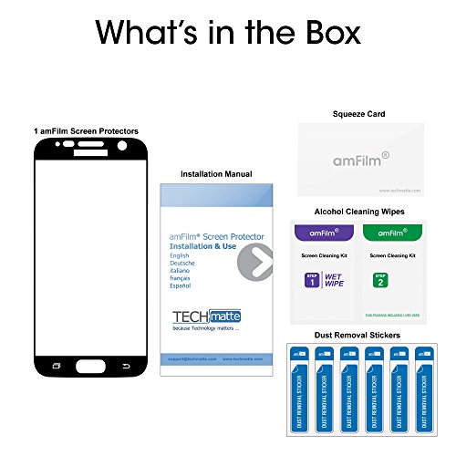 Amfilm Glass Screen Protector For Galaxy S7, Tempered Glass, Dot Matrix, 3D Curved, With Black Border #TOP5