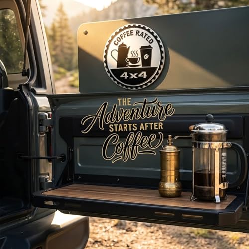 Image of 2 pcs Car Emblem 4 x 4 Metal Automotive Badge 3D Metal Car Badges Emblems Round Emblem Decals Car Badge Decals Stickers Compatible with Vehicles Trucks SUV RV Decorations (Coffee)