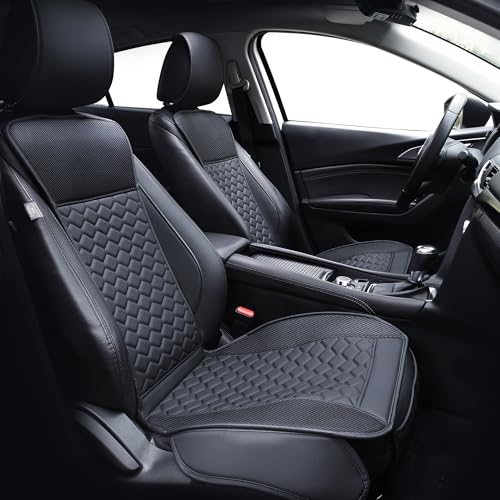 Image of Elantrip 2PCs Front Car Seat Covers Leather Water Proof Seat Protector Universal fit for Most Cars SUVs and Trucks Carbon Fiber Black