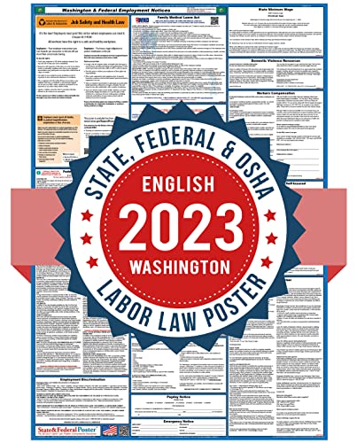2022 Washington Labor Law Posters (Laminated) Combo State And Federal Poster 27"X40" #TOP3