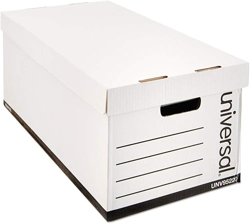 Miniatura 2 de Universal 95220 - Caja de almacenamiento de archivos con tapa abatible, carta, tablero de fibra, blanco, 12/cartón
