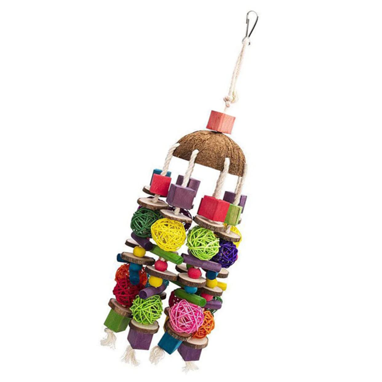 minkissy 2 Piezas de Juguetes Colgantes de forrajeo para pájaros para cacatúas, Soporte de Perca de pájaros, Juguete de búsqueda para Loros, periquitos, Juguetes para Jaula, Cono de de Madera