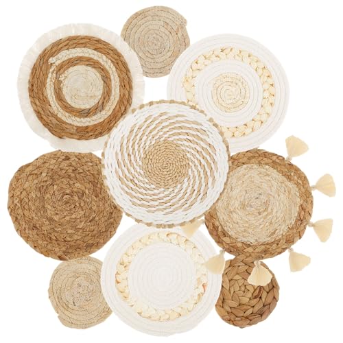 Opiniones y reviews de Cestos para colgar - los más vendidos. 50 9 Piezas Cestas de Pared Bohemias Redondas Decoración de Pared de Mimbre de Ratán a Mano para Dormitorio, Sala de Estar (Estilo D)