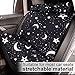 Tallew 26 Pieces Skeleton Cat Moon and Stars Car Seat Cover Full Set for Women Men Rubber Steering Wheel Cover License Plate Frame Mirror Covers Moon and Stars Car Accessories for SUV Truck(Moon)
