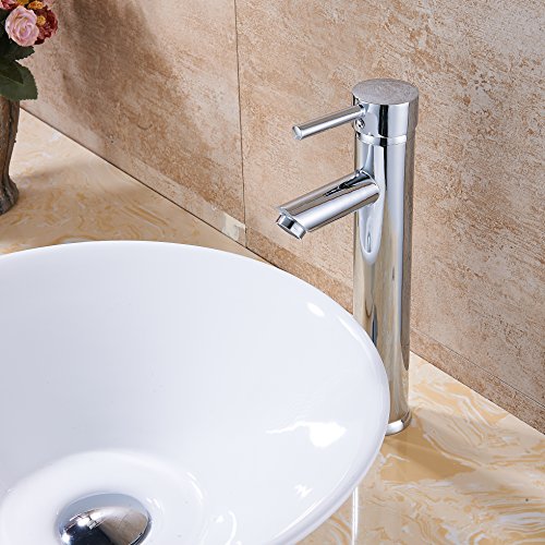 Luxice Single Handle Contemporary Bathroom Lavatory Vanity Vessel Sink Faucet Chrome Tall Spout Deck Mount Bathtub Faucet Mixer Taps Cheap Discount Plumbing Fixtures Single Hole Faucet