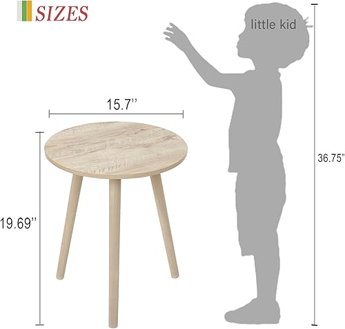 Miniatura 2 de AWASEN Mesa auxiliar redonda, moderna mesa auxiliar pequeña para sala de estar, mesa de bebida decorativa de madera para espacio pequeño con patas