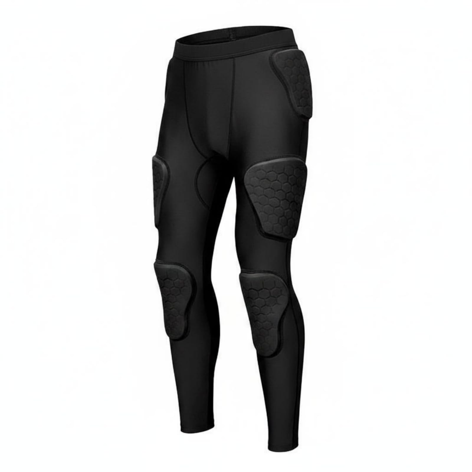 UJEAVETTE Shock Absorbing Padded Compression Pants Force-Absorbing Resistant Goalkeeper Training Pants Full Leg Protection Football Defensive Leggings Stretch Material for Adults-picture-14