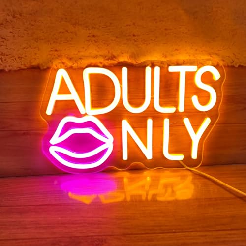 Image of Adults Only Neon Sign Adutls Only Neon Signs for Wall Decor, Adult Only LED Light Sign for Bedroom Game Bar Man Cave Hotel Party, 11.4 inch x 7.3 inch