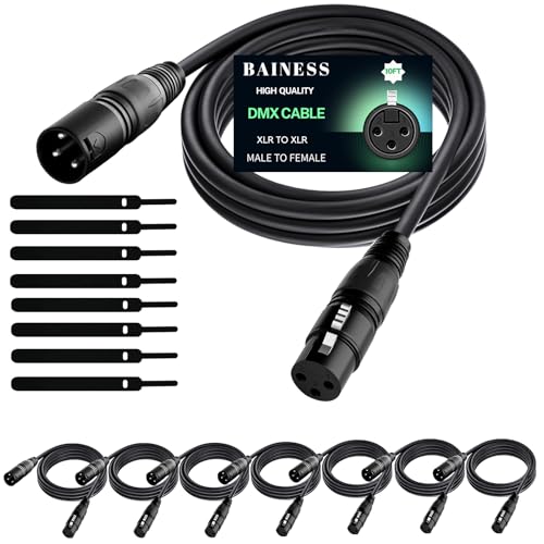 Câble DMX 3 broches lot de 8 XLR mâle femelle pour projecteur LED Par et DJ