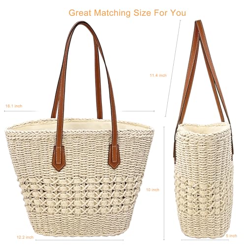 Image of Straw Shoulder Bag for Women Woven Tote Handbags Straw beach bag for Summer Vacation Travel