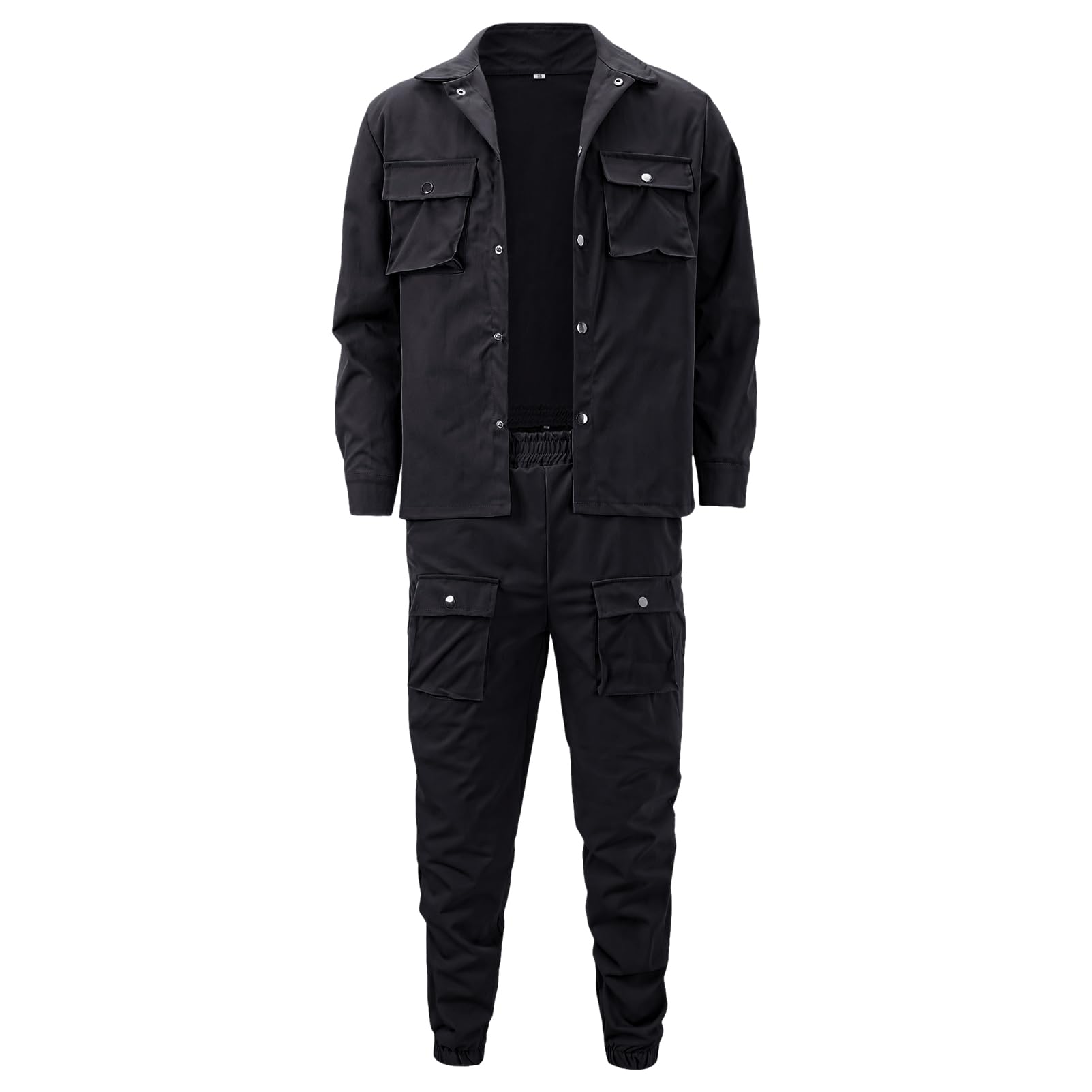 amropi Hommes Ensemble de Survêtement Veste à Boutons et Pantalons Cargo Jogging Combinaison avec Poches