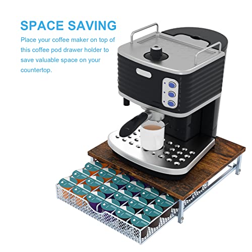 Coffee Pod Drawer Holder For K Cup Coffee Pods Holder For Counter 36 Capacity Pods Storage Organizer For K Cups Capsule Storage With Sliding Baskets For Coffee Station Silver #TOP2