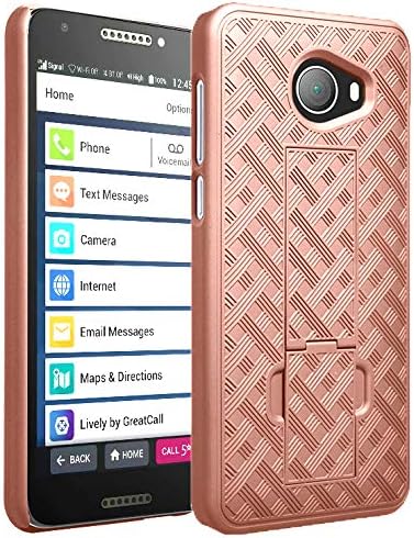 Case for Jitterbug Smart2, Nakedcellphone [Rose Gold Pink] Slim Ribbed Rubberized Hard Shell Cover [with Kickstand] for GreatCall Jitterbug Smart2 Phone (5049SJBS2, Smart-2)