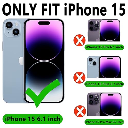 VANAVAGY Wallet Case Compatible for iPhone 15 for Women and Men with Credit Card Holder,RFID Leather Magnetic Clasp Flip Folio Phone Cover Supports Car Mount with Screen Camera Protector,Rose Gold