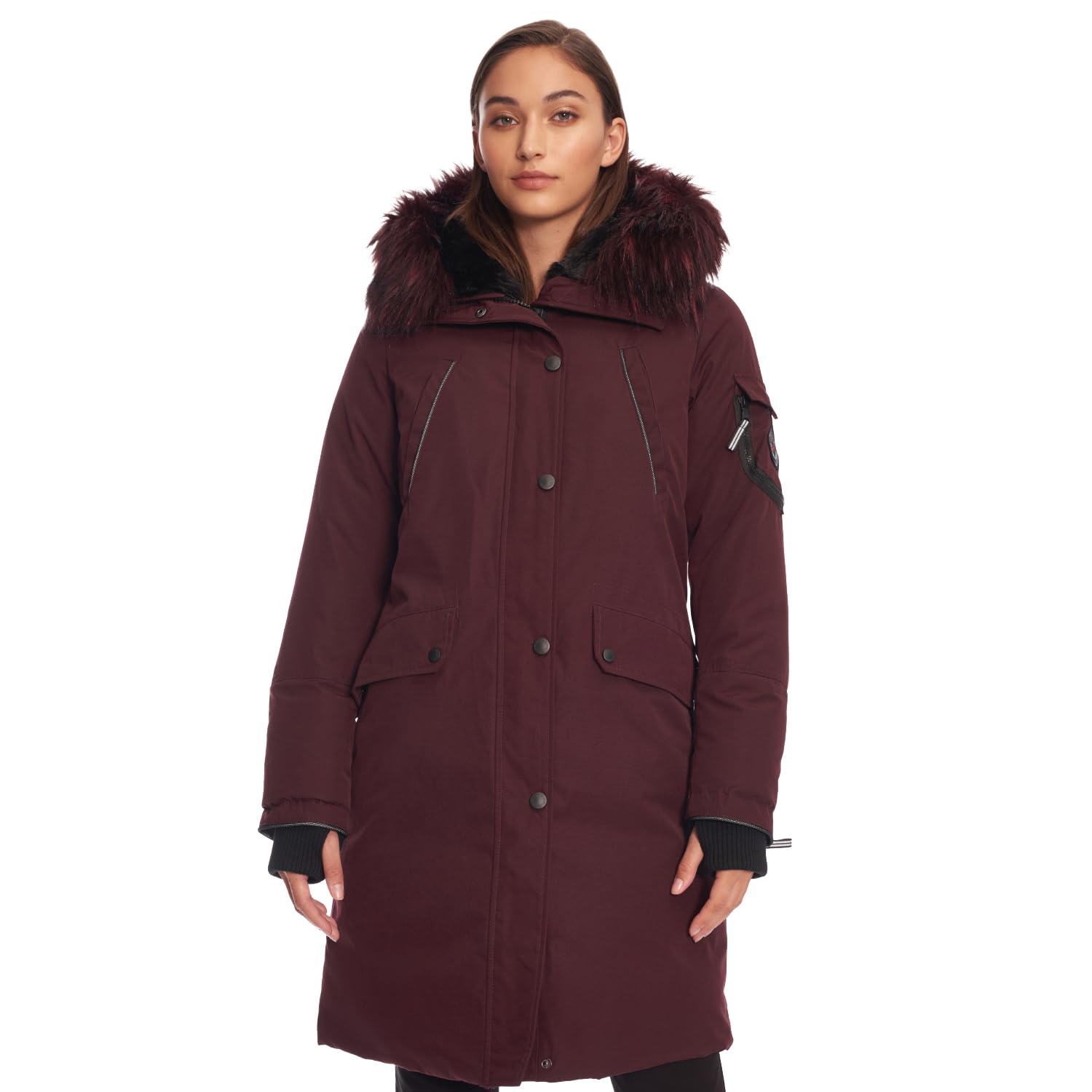 ALPINE NORTH Laurentian Women’s Vegan Down Long Parka Jacket with Faux Fur Hood