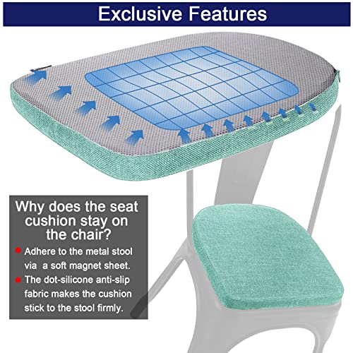 Buyue Natural Linen 14X14 Magnetic Cushions For Metal Chair Set Of 4, Enhanced Anti-Slip Seat Pads For Dining Kitchen Café Stackable Chairs (U-Shape, Light Green, 4 Counts) #TOP5