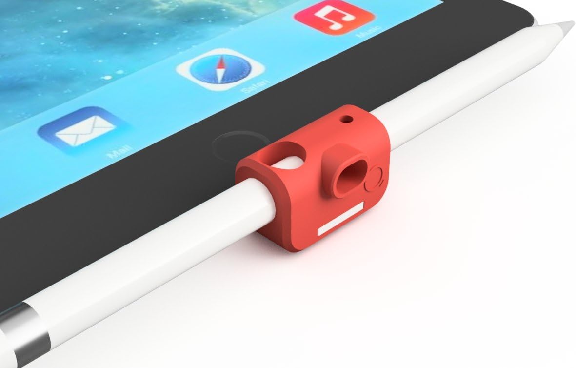 Apple Pencil Holder Premium Silicone Stand Holder Support Horizontally, Verticall and Charging, Compatible with Apple Pro 9.7 and 12.9, Black, White & Red ( Red )
