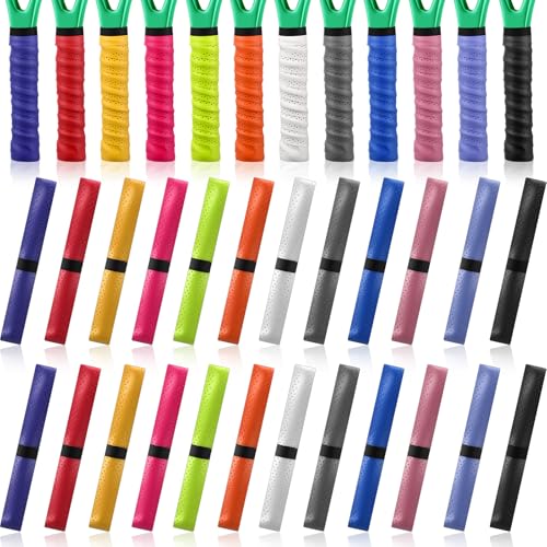 Jerify 24 Pack Racket Grip Tennis Badminton Anti Slip Perforated Absorbent Overgrips Racket Overgrips Tape, Multicolor