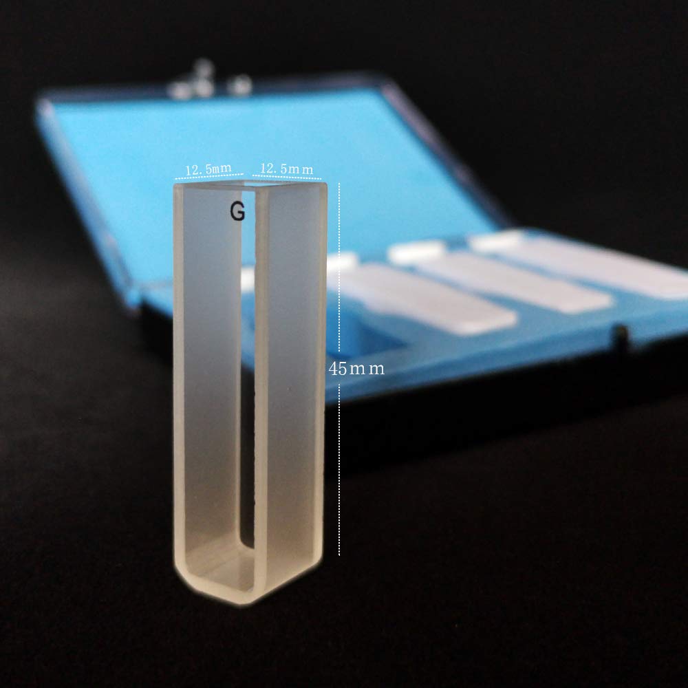 Fluorescence Glass Cuvette (2pcs) Fluorescence Cuvettes for Spectrophotometer Cuvettes, 10mm pathlength 1cm, 3.5ml, 4 Clear Windows Fluorometer Cell Cuvette